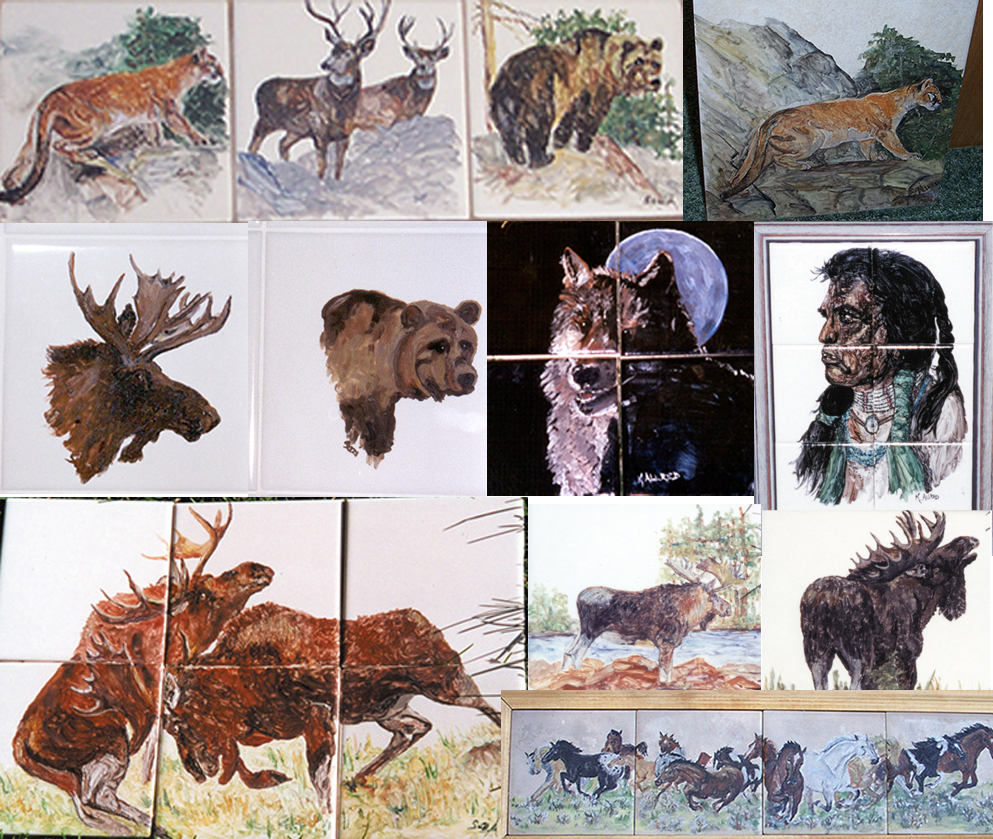 Wildlife tiles of moose, deer, elk, for showers and backsplashes