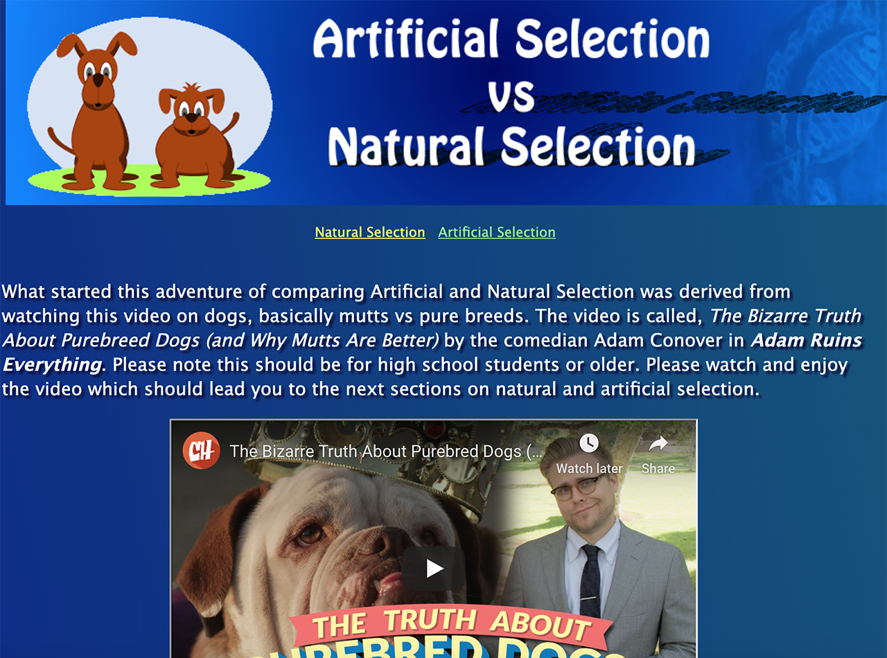 Learning Website on ArtificialvsNatural Selection